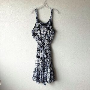 NWT - Lane Bryant navy floral ruffled sleeveless dress